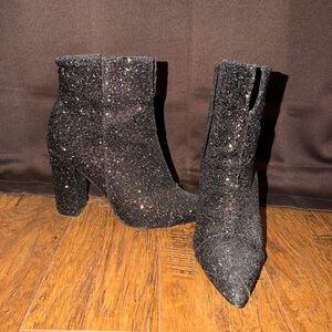Elegant Black Glitter Ankle Boots
